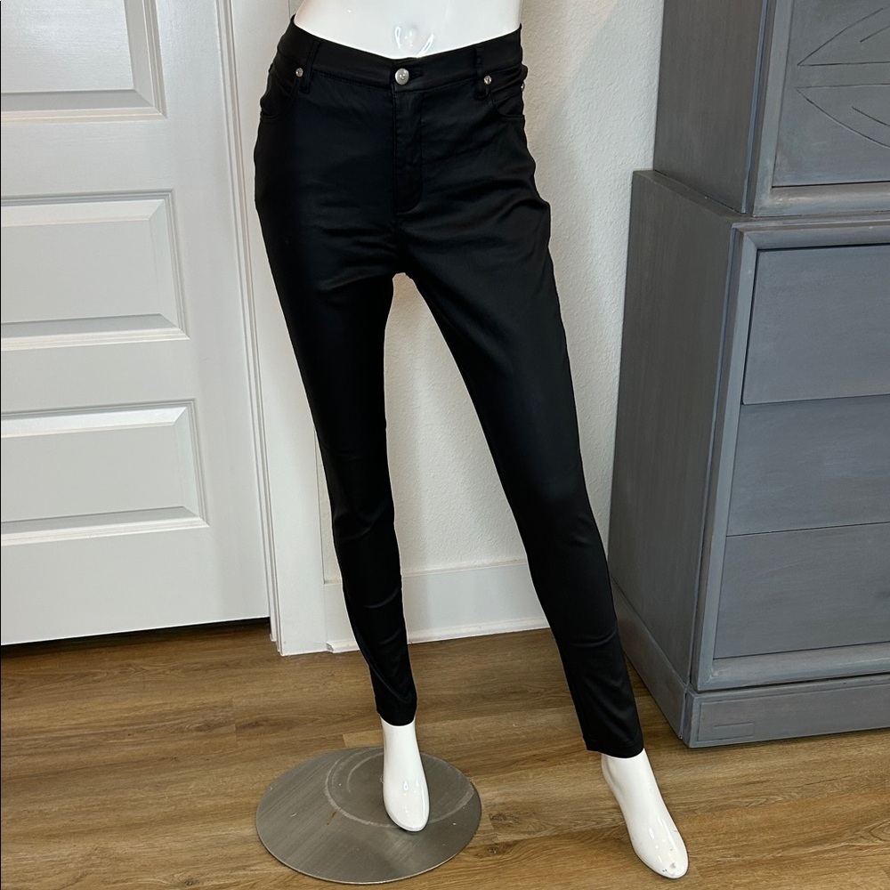 MARBLE Women’s Black Leather Look Ankle Skinny Jeans size 6